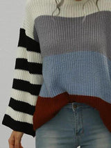 Loose Colorblock Stripes Crew Neck Sweater - Sweaters - INS | Online Fashion Free Shipping Clothing, Dresses, Tops, Shoes - 02/08/2021 - Autumn - Casual