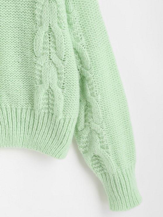 Loose Crew Neck Cable Knit Sweater - INS | Online Fashion Free Shipping Clothing, Dresses, Tops, Shoes