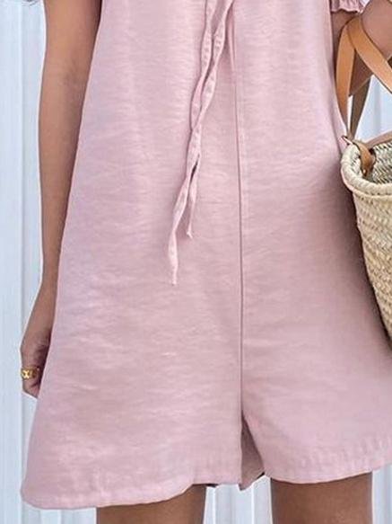 Loose Drawstring Off Shoulder Short Sleeve Jumpsuit - Jumpsuits & Rompers - INS | Online Fashion Free Shipping Clothing, Dresses, Tops, Shoes - 20-30 - 22/06/2021 - Bottom