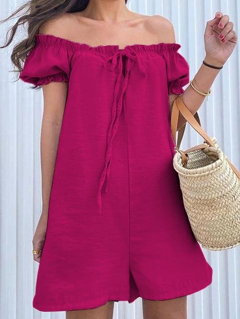 Loose Drawstring Off Shoulder Short Sleeve Jumpsuit - Jumpsuits & Rompers - INS | Online Fashion Free Shipping Clothing, Dresses, Tops, Shoes - 20-30 - 22/06/2021 - Bottom