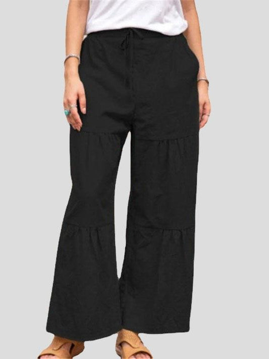 Loose Elastic Waistband Solid Stitching Trousers - Pants - INS | Online Fashion Free Shipping Clothing, Dresses, Tops, Shoes - 10-20 - 12/07/2021 - Bottom