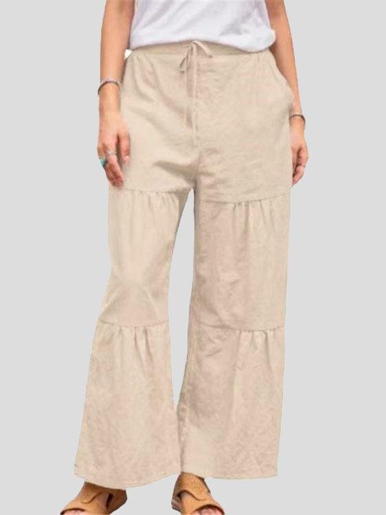 Loose Elastic Waistband Solid Stitching Trousers - Pants - INS | Online Fashion Free Shipping Clothing, Dresses, Tops, Shoes - 10-20 - 12/07/2021 - Bottom