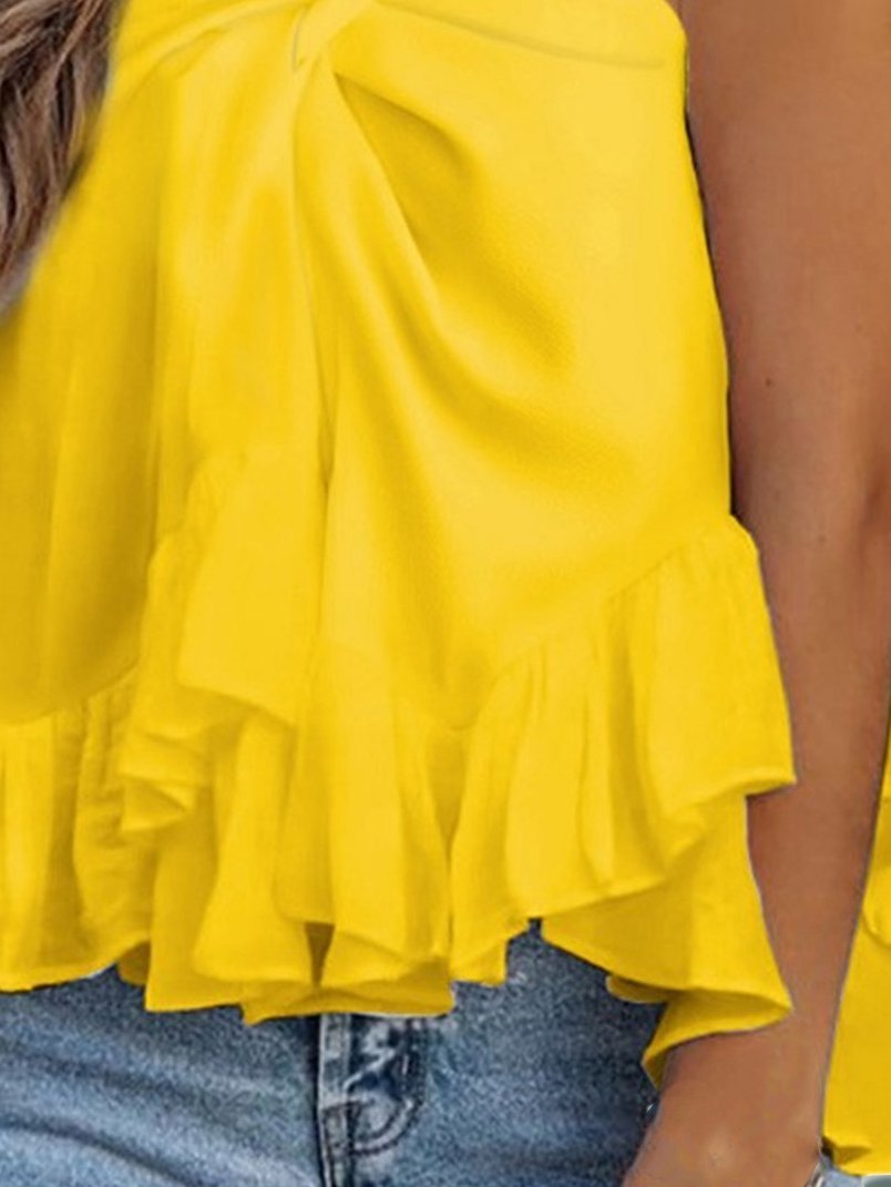 Loose Halter Neck Ruffled Sleeveless Tank Tops - Tank Tops - INS | Online Fashion Free Shipping Clothing, Dresses, Tops, Shoes - 10-20 - 28/06/2021 - Category_Tank Tops