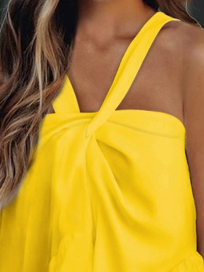 Loose Halter Neck Ruffled Sleeveless Tank Tops - Tank Tops - INS | Online Fashion Free Shipping Clothing, Dresses, Tops, Shoes - 10-20 - 28/06/2021 - Category_Tank Tops