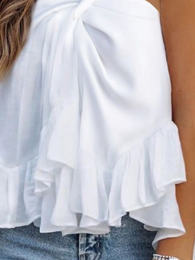 Loose Halter Neck Ruffled Sleeveless Tank Tops - Tank Tops - INS | Online Fashion Free Shipping Clothing, Dresses, Tops, Shoes - 10-20 - 28/06/2021 - Category_Tank Tops