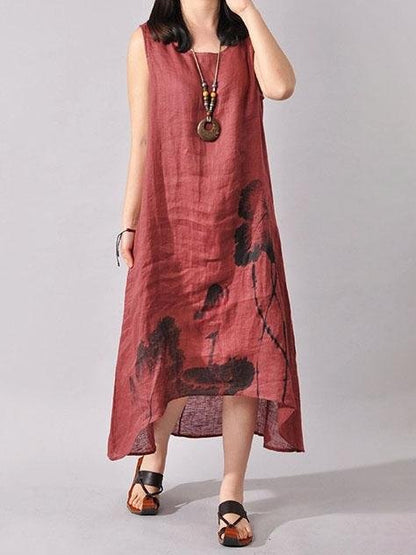 Loose Ink Painting Print Irregular Dress - Maxi Dresses - INS | Online Fashion Free Shipping Clothing, Dresses, Tops, Shoes - 20-30 - 20/07/2021 - Blue