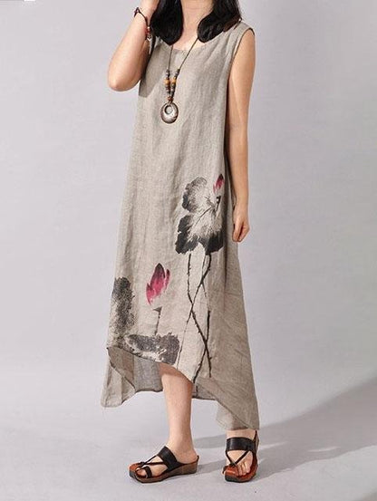 Loose Ink Painting Print Irregular Dress - Maxi Dresses - INS | Online Fashion Free Shipping Clothing, Dresses, Tops, Shoes - 20-30 - 20/07/2021 - Blue