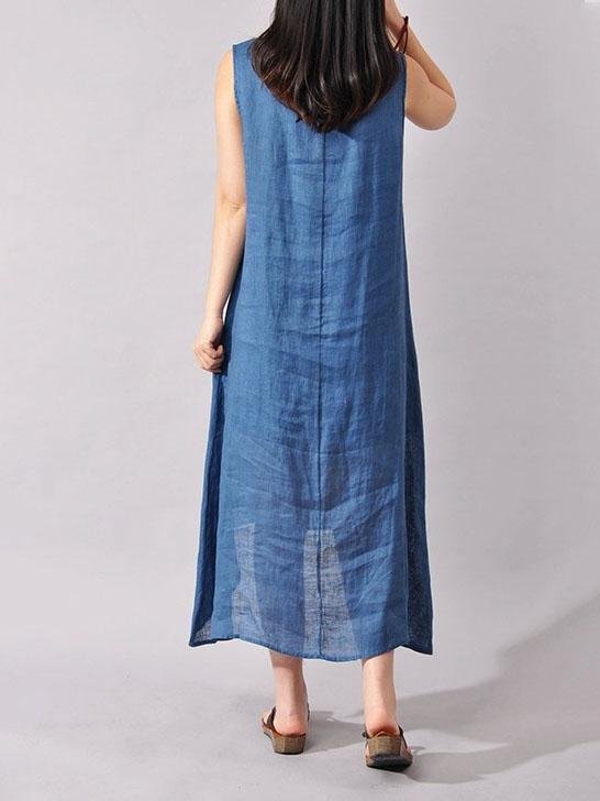 Loose Ink Painting Print Irregular Dress - Maxi Dresses - INS | Online Fashion Free Shipping Clothing, Dresses, Tops, Shoes - 20-30 - 20/07/2021 - Blue