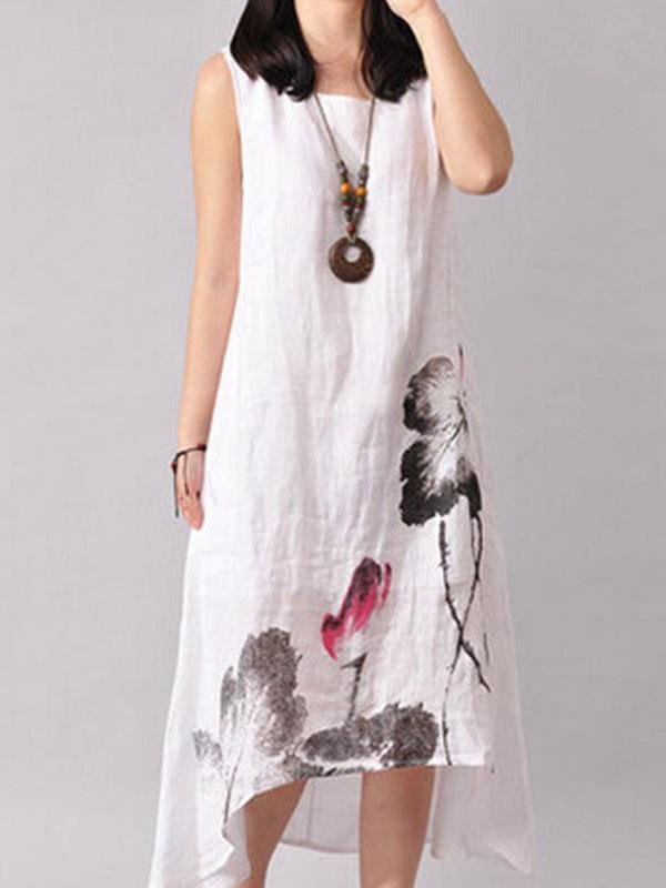 Loose Ink Painting Print Irregular Dress - Maxi Dresses - INS | Online Fashion Free Shipping Clothing, Dresses, Tops, Shoes - 20-30 - 20/07/2021 - Blue