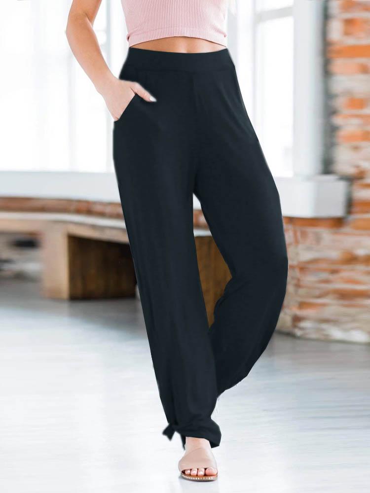 Loose Knit Slited Side Trousers - Pants - INS | Online Fashion Free Shipping Clothing, Dresses, Tops, Shoes - 11/06/2021 - Bottoms - Color_Black