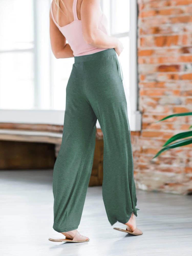 Loose Knit Slited Side Trousers - Pants - INS | Online Fashion Free Shipping Clothing, Dresses, Tops, Shoes - 11/06/2021 - Bottoms - Color_Black