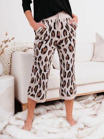 Loose Leopard Print Beach Knit Pants Home Pants - INS | Online Fashion Free Shipping Clothing, Dresses, Tops, Shoes