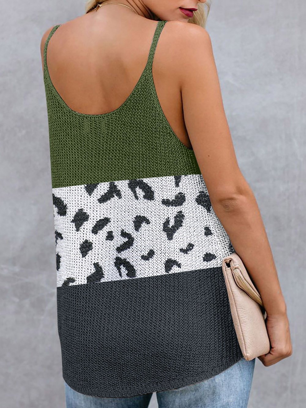 Loose Leopard Stitching Sling Knit Tank Tops - Tank Tops - INS | Online Fashion Free Shipping Clothing, Dresses, Tops, Shoes - 20-30 - 22/07/2021 - Category_Tank Tops