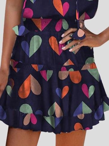 Loose Love Printed V-Neck Sleeveless Dress - Mini Dresses - INS | Online Fashion Free Shipping Clothing, Dresses, Tops, Shoes - 20-30 - 25/06/2021 - Category_Mini Dresses