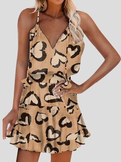 Loose Love Printed V-Neck Sleeveless Dress - Mini Dresses - INS | Online Fashion Free Shipping Clothing, Dresses, Tops, Shoes - 20-30 - 25/06/2021 - Category_Mini Dresses