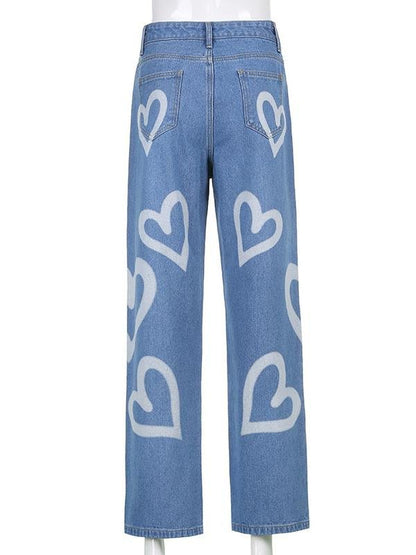Loose Personality Graffiti Print Straight-leg Jeans - Jeans - INS | Online Fashion Free Shipping Clothing, Dresses, Tops, Shoes - 10/05/2021 - Color_Blue - DEN210510154