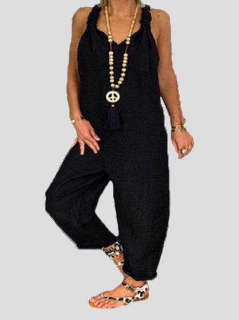 Loose Plus Size V-neck Jumpsuit - Jumpsuit & Rompers - INS | Online Fashion Free Shipping Clothing, Dresses, Tops, Shoes - 09/07/2021 - 20-30 - Bottoms