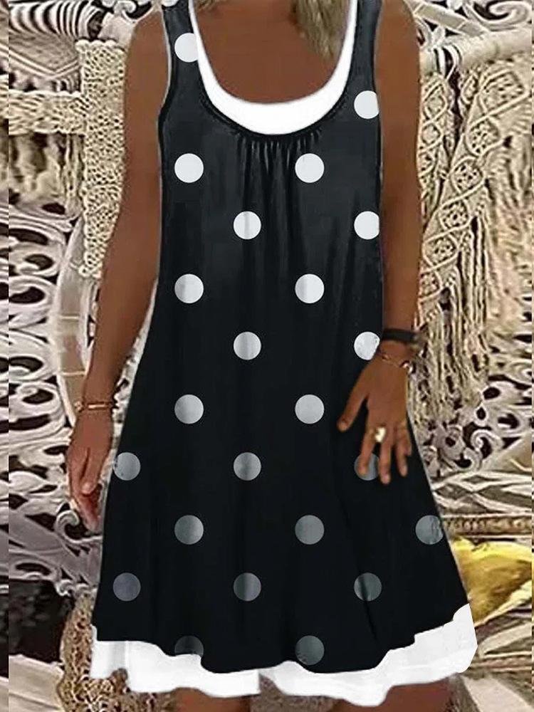 Loose Polka Dot Sleeveless Casual Dress - Mini Dresses - INS | Online Fashion Free Shipping Clothing, Dresses, Tops, Shoes - 20-30 - 21/06/2021 - color-black