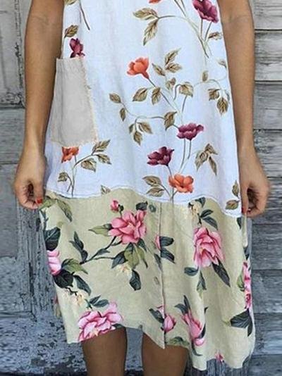 Loose Print Stitching Sleeveless Dress - Midi Dresses - INS | Online Fashion Free Shipping Clothing, Dresses, Tops, Shoes - 20-30 - 30/06/2021 - Category_Midi Dresses