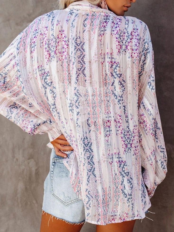 Loose Printed Thin Long Sleeve Button Blouses - Blouses - INS | Online Fashion Free Shipping Clothing, Dresses, Tops, Shoes - 20-30 - 23/07/2021 - BLO2107231261