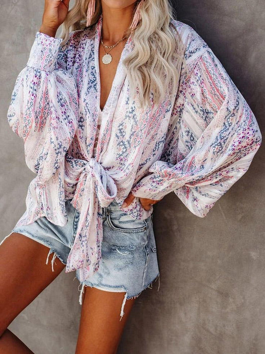 Loose Printed Thin Long Sleeve Button Blouses - Blouses - INS | Online Fashion Free Shipping Clothing, Dresses, Tops, Shoes - 20-30 - 23/07/2021 - BLO2107231261