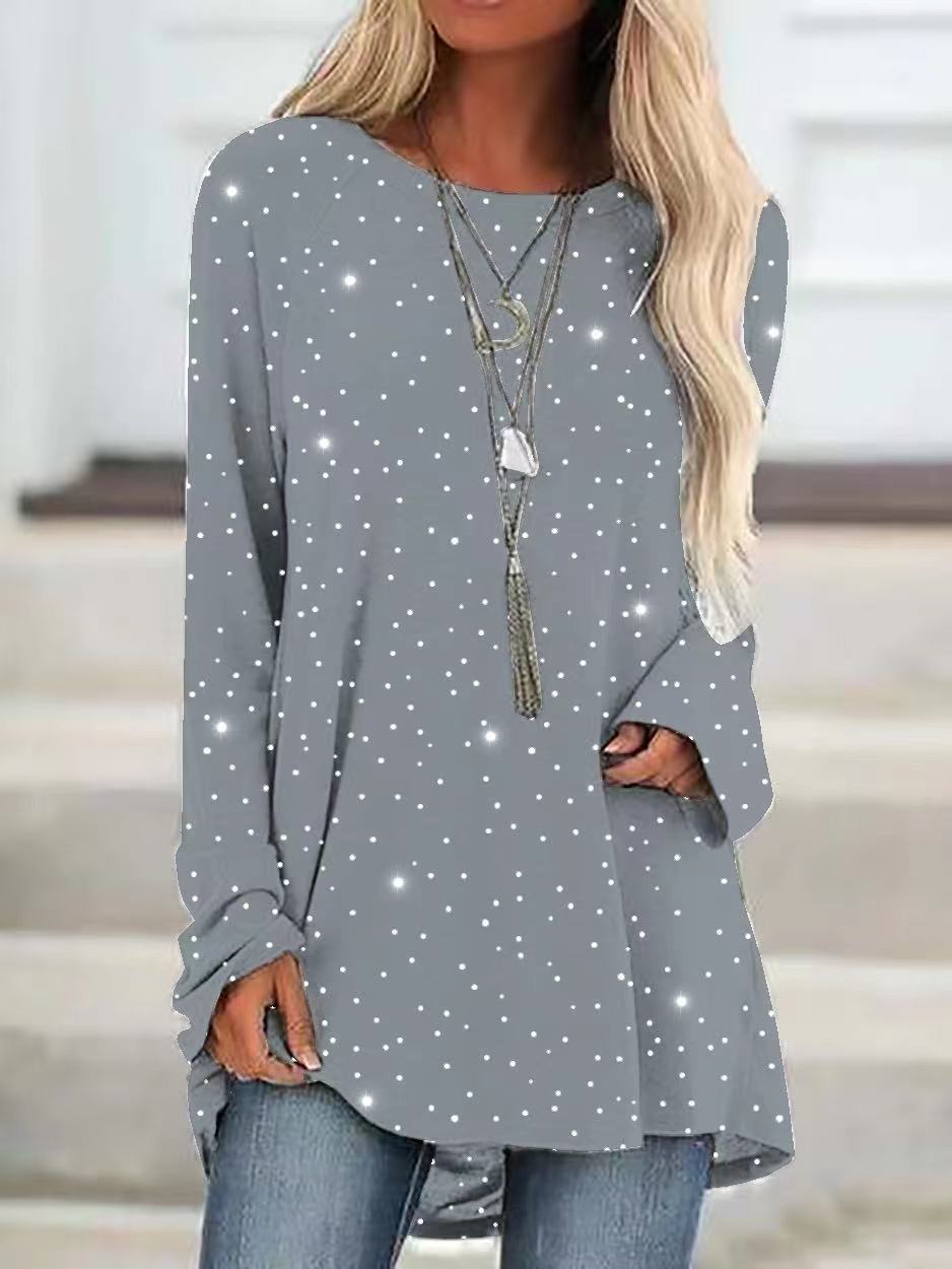 Loose Round Neck Long Sleeve Casual Sequined T-Shirt - T-Shirts - INS | Online Fashion Free Shipping Clothing, Dresses, Tops, Shoes - 07/07/2021 - 20-30 - Category_T-Shirts