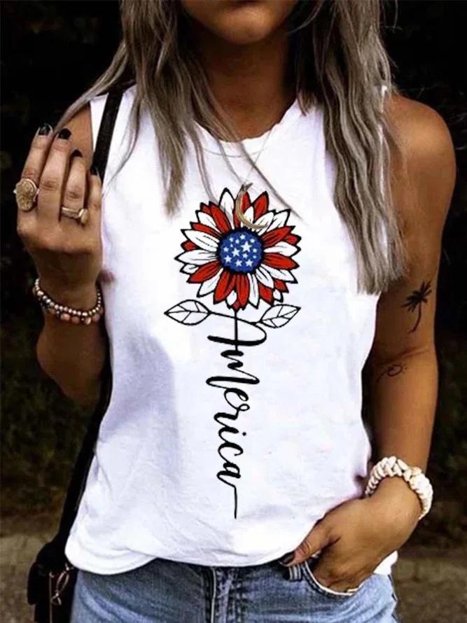 Loose Round Neck Print Sleeveless Tank Tops - Tank Tops - INS | Online Fashion Free Shipping Clothing, Dresses, Tops, Shoes - 06/07/2021 - 10-20 - Category_Tank Tops