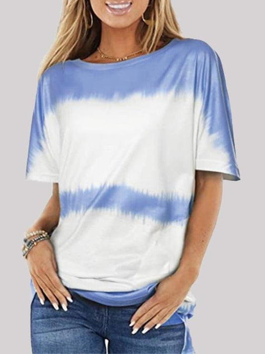 Loose Round Neck Printed T-shirt - T-Shirt - INS | Online Fashion Free Shipping Clothing, Dresses, Tops, Shoes - 02/06/2021 - Color_ Red - Color_Blue