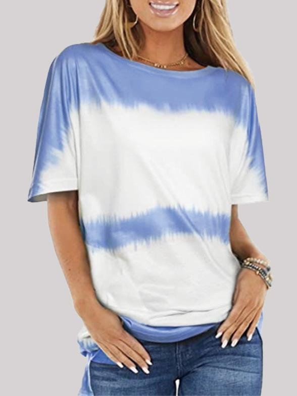 Loose Round Neck Printed T-shirt - T-Shirt - INS | Online Fashion Free Shipping Clothing, Dresses, Tops, Shoes - 02/06/2021 - Color_ Red - Color_Blue