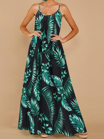 Loose Sleeveless Print Maxi Dress - Maxi Dresses - INS | Online Fashion Free Shipping Clothing, Dresses, Tops, Shoes - 15/06/2021 - Category_Maxi Dresses - Color_Green