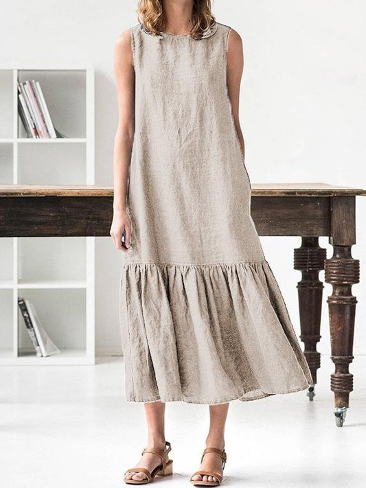 Loose Slim Stitching Ruffled Sleeveless Dress - Maxi Dresses - INS | Online Fashion Free Shipping Clothing, Dresses, Tops, Shoes - 19/07/2021 - 20-30 - Category_Maxi Dresses