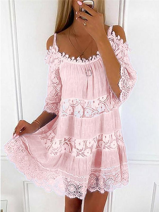 Loose Sling Half Sleeve Flower Print Dress - Mini Dresses - INS | Online Fashion Free Shipping Clothing, Dresses, Tops, Shoes - 19/06/2021 - 30-40 - Category_Mini Dresses