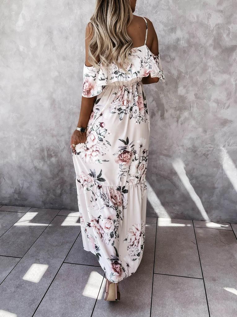 Loose Sling Short Sleeve Foral Print Dress - Maxi Dresses - INS | Online Fashion Free Shipping Clothing, Dresses, Tops, Shoes - 09/06/2021 - Color_Apricot - DRE2106090265