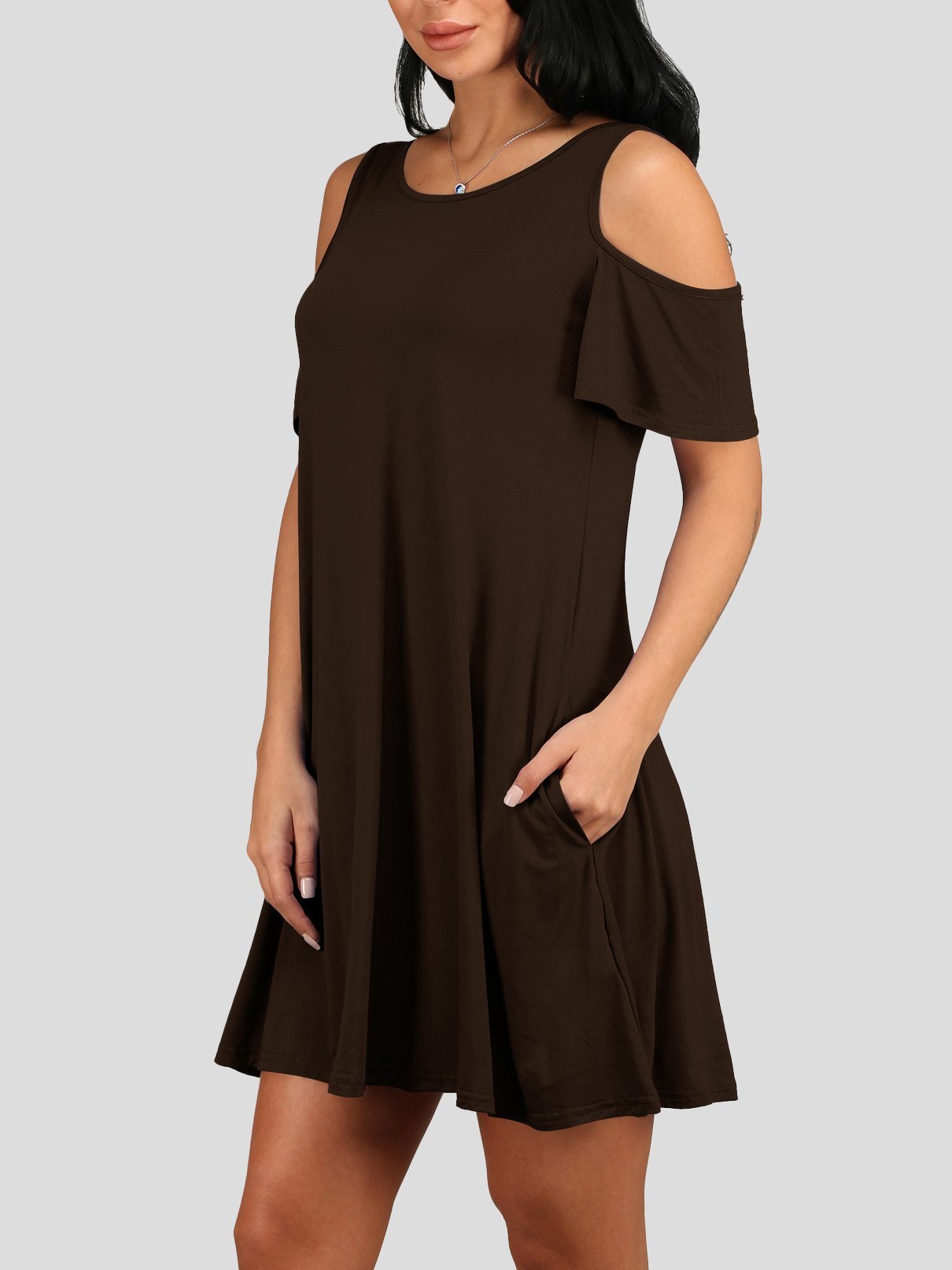 Loose Solid Off-shoulder Short-sleeved Pocket Dress - Mini Dresses - INS | Online Fashion Free Shipping Clothing, Dresses, Tops, Shoes - 10-20 - 19/07/2021 - color-black