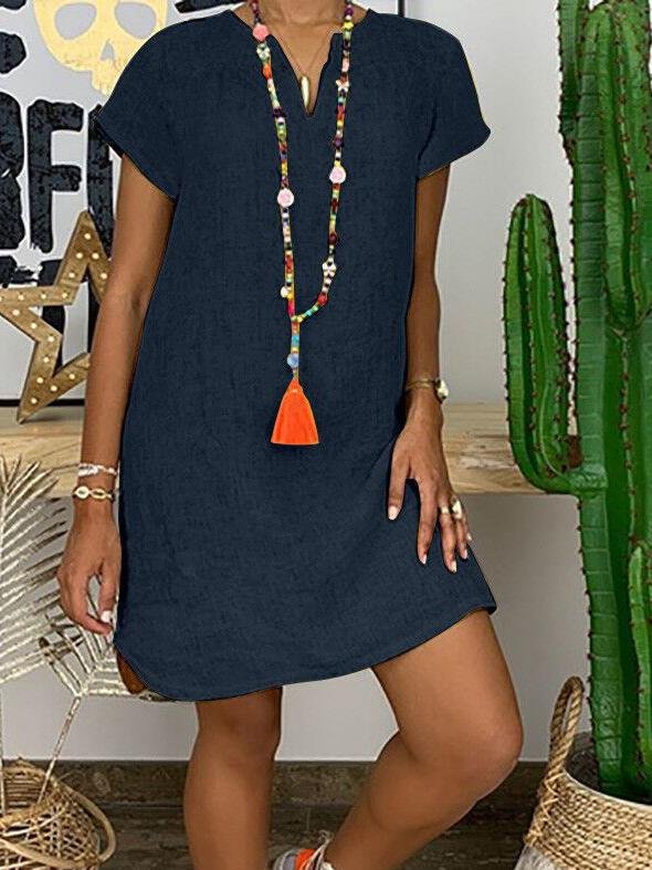 Loose Solid Short Sleeve Dress - Mini Dresses - INS | Online Fashion Free Shipping Clothing, Dresses, Tops, Shoes - 10-20 - 25/06/2021 - color-black