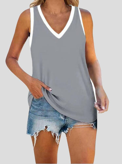 Loose Solid Sleeveless V-neck Vest - Tank Tops - INS | Online Fashion Free Shipping Clothing, Dresses, Tops, Shoes - 10-20 - 18/06/2021 - color-black