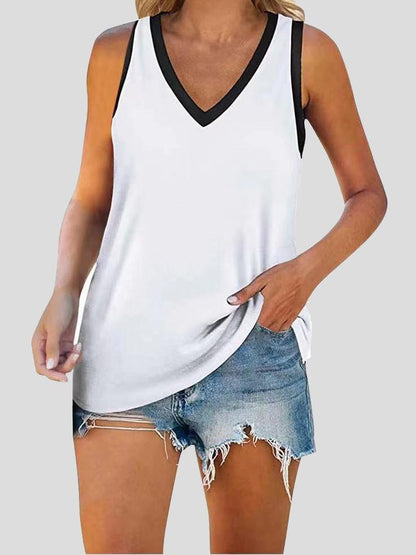 Loose Solid Sleeveless V-neck Vest - Tank Tops - INS | Online Fashion Free Shipping Clothing, Dresses, Tops, Shoes - 10-20 - 18/06/2021 - color-black