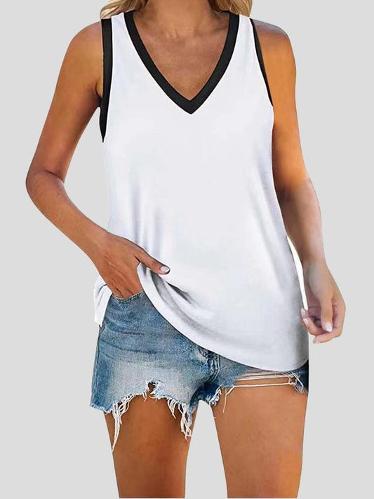 Loose Solid Sleeveless V-neck Vest - Tank Tops - INS | Online Fashion Free Shipping Clothing, Dresses, Tops, Shoes - 10-20 - 18/06/2021 - color-black