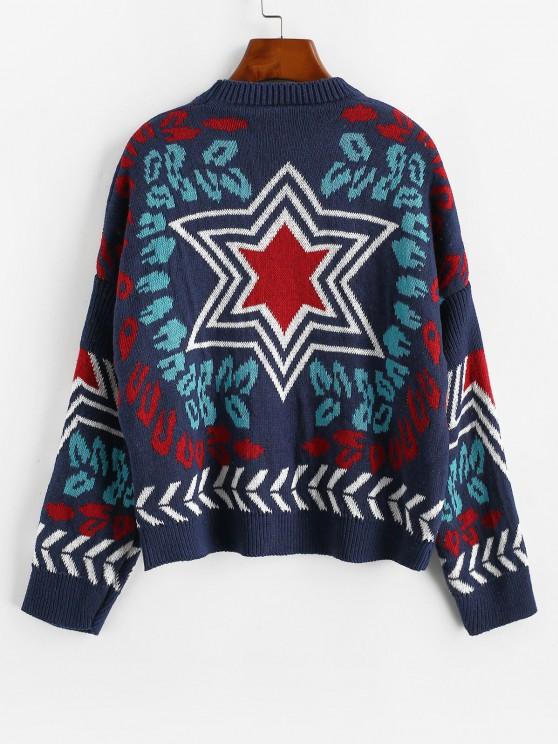 Loose Star Graphic Crew Neck Sweater - INS | Online Fashion Free Shipping Clothing, Dresses, Tops, Shoes