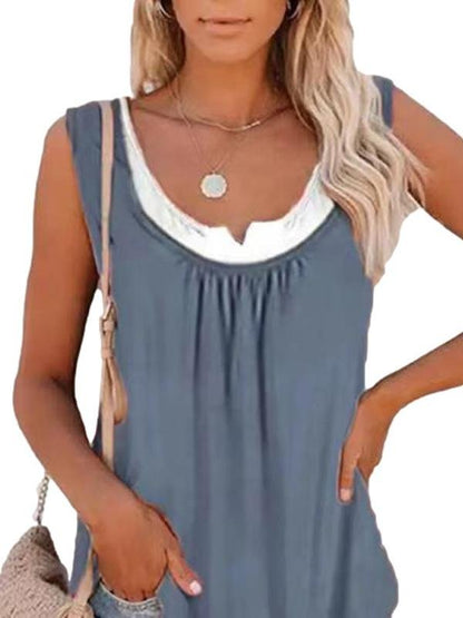 Loose Stitching Sleeveless Pleated Tank Tops - Tank Tops - INS | Online Fashion Free Shipping Clothing, Dresses, Tops, Shoes - 19/05/2021 - Color_Gray - Color_Purple