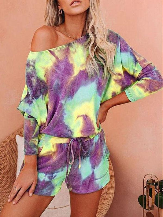 Loose Tie-Dye Printing Home Wear Casual Suit - Loungewear - INS | Online Fashion Free Shipping Clothing, Dresses, Tops, Shoes - 20-30 - 28/06/2021 - Category_Loungewear