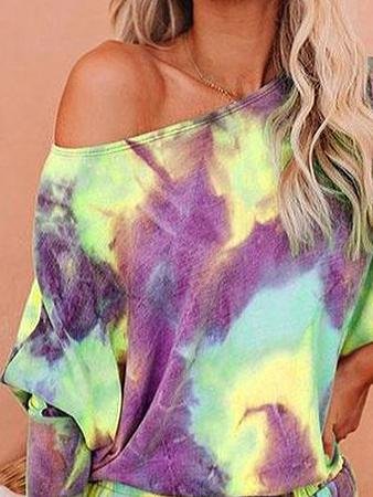 Loose Tie-Dye Printing Home Wear Casual Suit - Loungewear - INS | Online Fashion Free Shipping Clothing, Dresses, Tops, Shoes - 20-30 - 28/06/2021 - Category_Loungewear