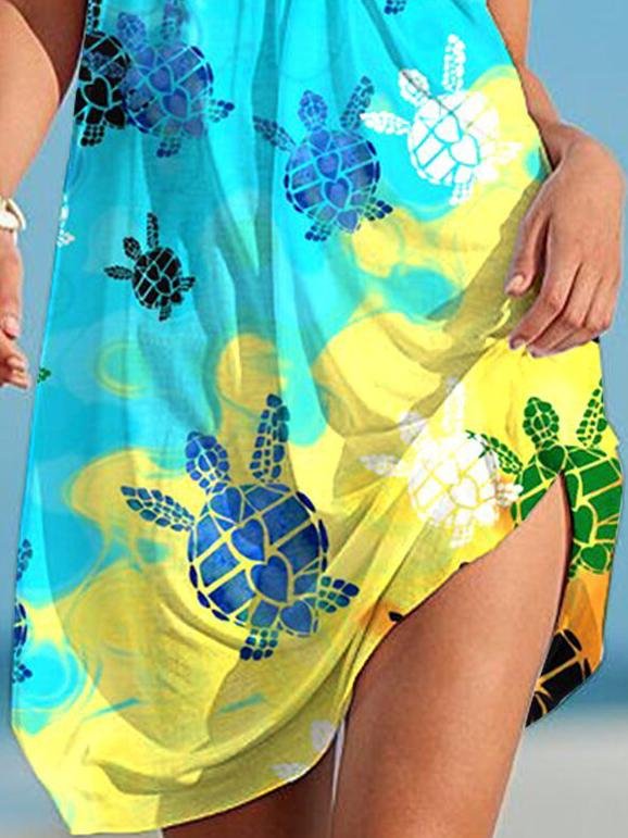Loose Turtle Cartoon Print Suspender Dress - Mini Dresses - INS | Online Fashion Free Shipping Clothing, Dresses, Tops, Shoes - 05/07/2021 - 10-20 - Category_Mini Dresses