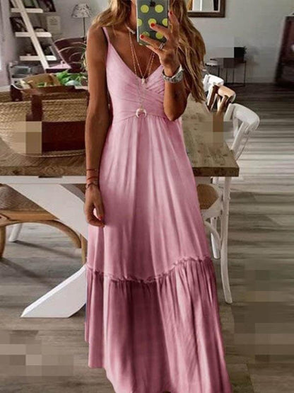 Loose V-neck Gradient Suspenders Dress - Maxi Dresses - INS | Online Fashion Free Shipping Clothing, Dresses, Tops, Shoes - 05/06/2021 - Color_Blue - Color_Gray