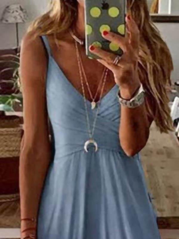 Loose V-neck Gradient Suspenders Dress - Maxi Dresses - INS | Online Fashion Free Shipping Clothing, Dresses, Tops, Shoes - 05/06/2021 - Color_Blue - Color_Gray