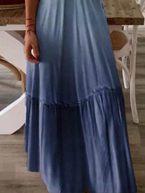 Loose V-neck Gradient Suspenders Dress - Maxi Dresses - INS | Online Fashion Free Shipping Clothing, Dresses, Tops, Shoes - 05/06/2021 - Color_Blue - Color_Gray