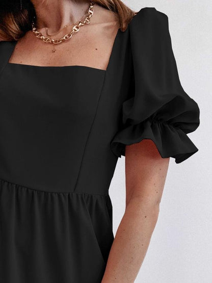 Lotus Leaf Short Sleeve Stitching Loose Solid Dress - Mini Dresses - INS | Online Fashion Free Shipping Clothing, Dresses, Tops, Shoes - 20-30 - 30/06/2021 - Category_Mini Dresses