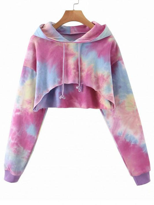 Lou-Ann Vecchia Tie Dye French Terry Cropped Hoodie - INS | Online Fashion Free Shipping Clothing, Dresses, Tops, Shoes