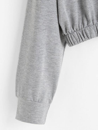 Marled Rock More Graphic Cropped Hoodie - INS | Online Fashion Free Shipping Clothing, Dresses, Tops, Shoes