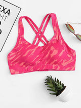 Medium Support Neon Pink Criss Cross Sports Bra - INS | Online Fashion Free Shipping Clothing, Dresses, Tops, Shoes